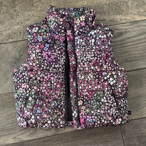 GAP Kids Black Floral Puffer Vest